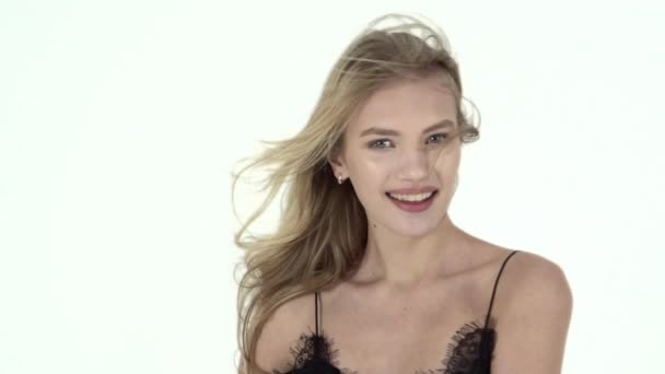 Beautiful young woman Portrait of beauty model — Stock Video