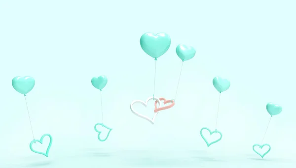Balony Love Hearts Koncepcja Walentynki Ślub Powitanie Inspiracja Nowoczesne Karty — Zdjęcie stockowe