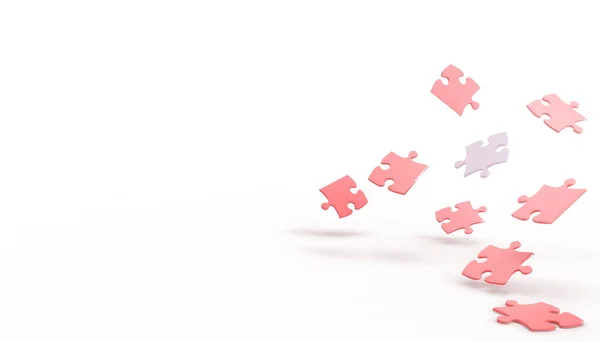 Puzzle Jigsaw Red Бизнес Идеи Изолированном Белом Фоне Рендеринг Минимализм — стоковое фото