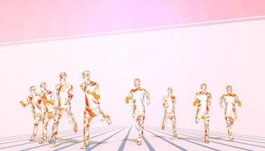 Koşu koşucusu Art Concept Lowpoly çizgi sanatı yaratıcı fikirler broşürler, el ilanları, sunumlar ve Kızıl Arkaplan - illüstrasyon minimal tarzı
