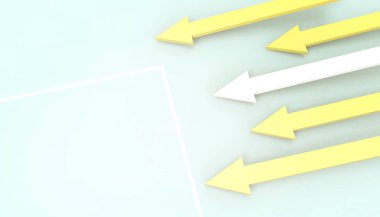 İşletme Liderliği Arkaplanı ve Hedefleri Başarı sancak düz stil mavi yeşil arkaplan üzerinde kopya alanı - 3d oluşturma