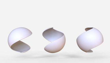 Soyut Geometrik doğrusal Çember Gerçekçi Topun Gri arkaplan üzerindeki Asgari Grafiği - 3d oluşturma