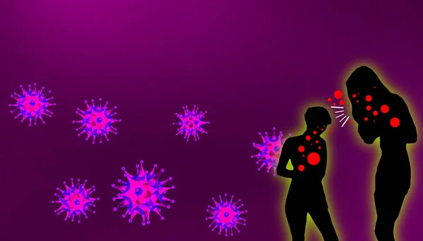 Corona Virus Fara Bakgrund Hur Man Kontaktar Genom Människokroppen Med — Stockfoto