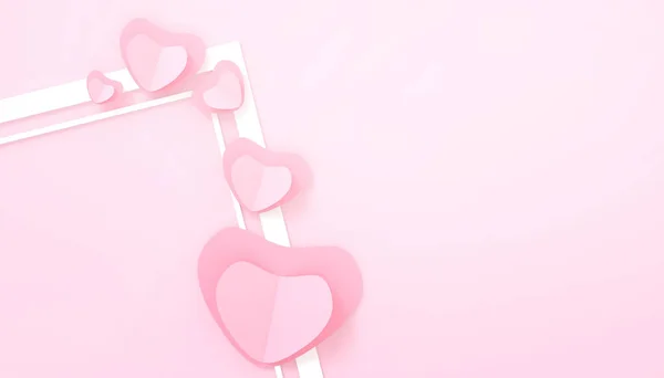 Walentynki Miłość Tło Różowymi Sercami Pudełko Pocztówka Pocztówka Różowym Tle — Zdjęcie stockowe