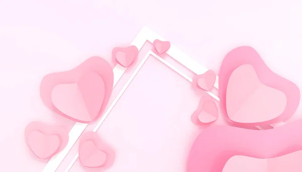 Valentine Day Love Concept Background Pink Hearts Postcard Greeting Card — 스톡 사진