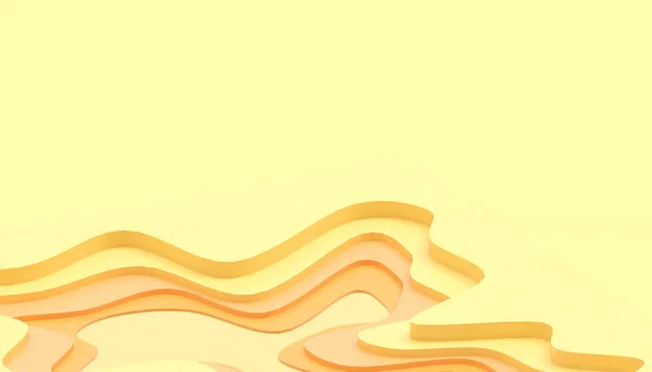 抽象パターン波黄色の背景紙層現代のアイデア幾何学的な形状コンセプト 3Dレンダリング — ストック写真