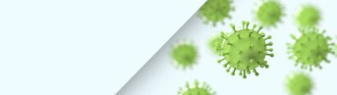 Coronavirus Covid-19 mikroskop altında salgın ve tehlike Yeşil arka planda hücre - 3d Resim Sanatı