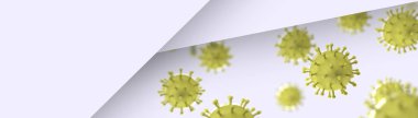 Covid 19 ve Coronavirus mikroskop altında tehlike altında. Mavi arka planda hücre - 3d Resim Sanatı