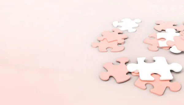 Αφηρημένη Business Concept Jigsaw Puzzle Σύνδεση Στο Κόκκινο Φόντο Απόδοση — Φωτογραφία Αρχείου