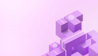 Yaratıcı fikir Geometrik kare Mor kutular, başarı merdiveni konseptinde Mor Arkaplan kavramı - 3d yorumlama