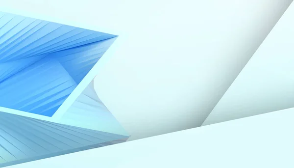 創造的なアイデアとコンセプト幾何学的な現代的な形状のツイストボックスモノトーンブルーの背景 3Dレンダリング — ストック写真