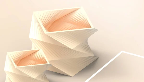 Creative Ideas Concept Geometric Modern Shapes Origami Twist Box Orange — Stock Photo, Image