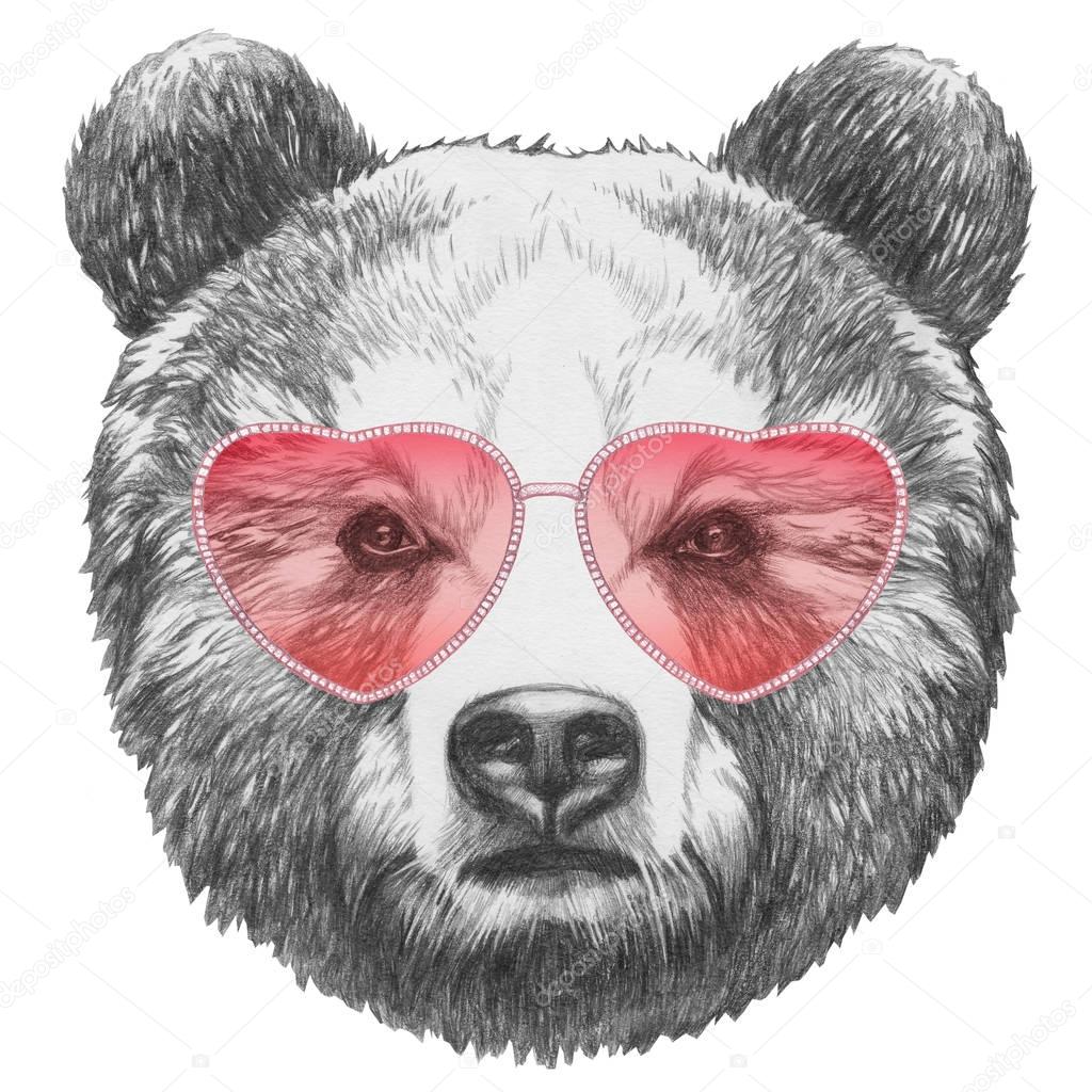  Bear with heart shaped glasses