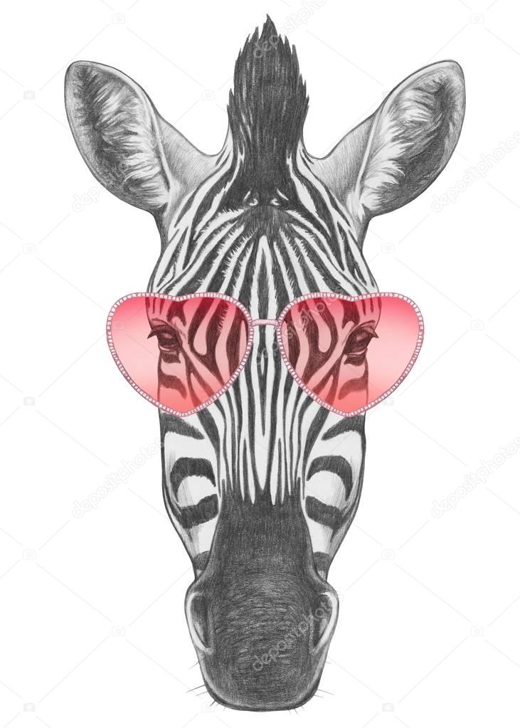  Zebra with heart shaped glasses