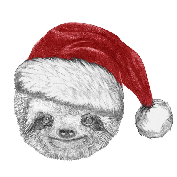 Sloth avec Santa Hat — Photo