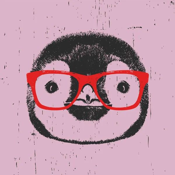 Retrato de pinguim com óculos . — Vetor de Stock
