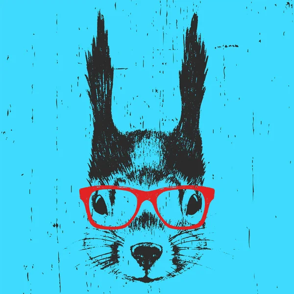 Retrato de Esquilo com óculos . — Vetor de Stock