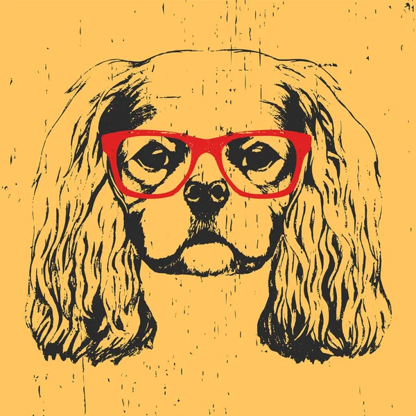 Portrét psa s brýlemi. — Stockový vektor