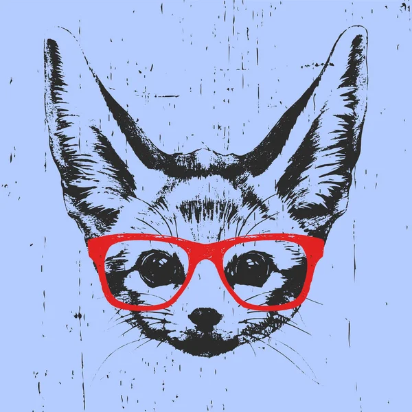 Porträt des Fennec Fox mit Brille. — Stockvektor