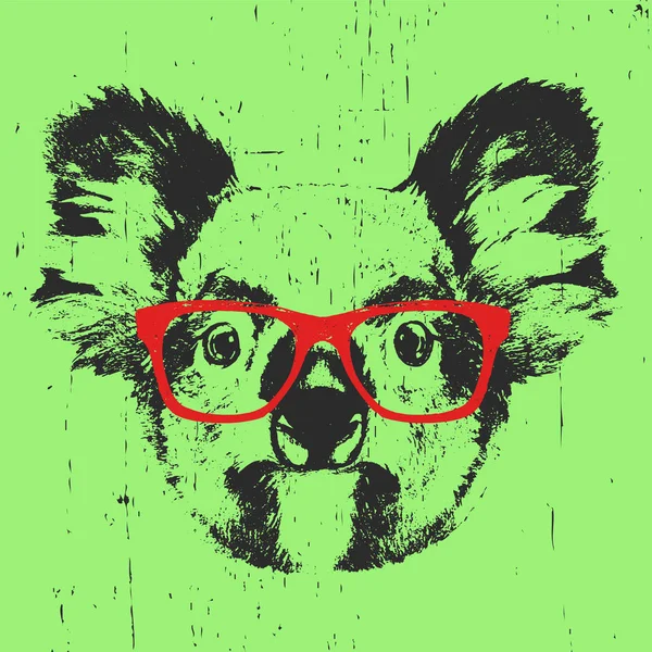 Porträt eines Koalas mit Brille. — Stockvektor