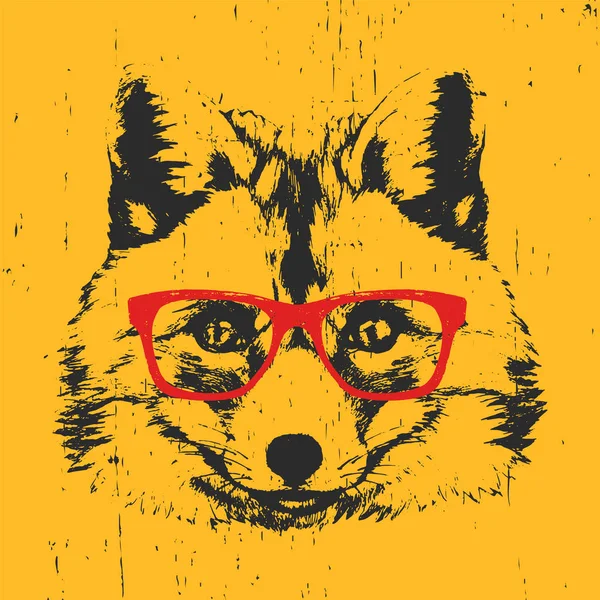 Retrato de Fox con gafas . — Archivo Imágenes Vectoriales