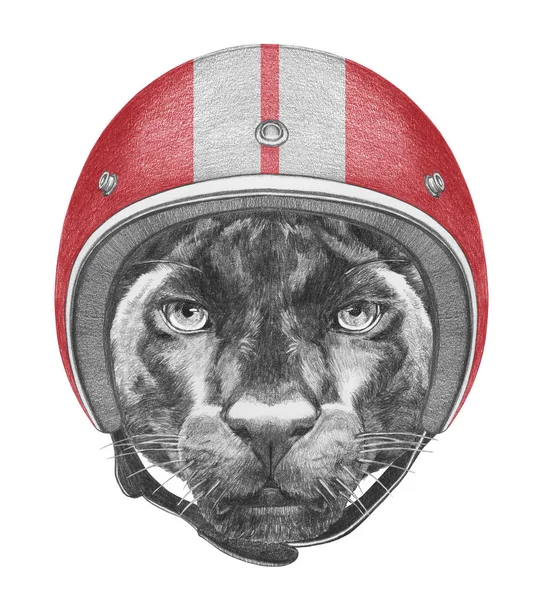 Porträt eines Panthers mit Helm. — Stockfoto