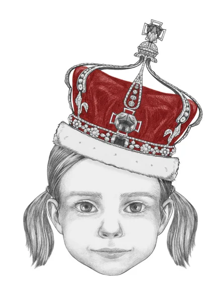 왕관과 함께 작은 소녀의 초상화 — 스톡 사진