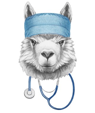 Lama 'nın steteskoplu eskiz portresi güzelmiş.