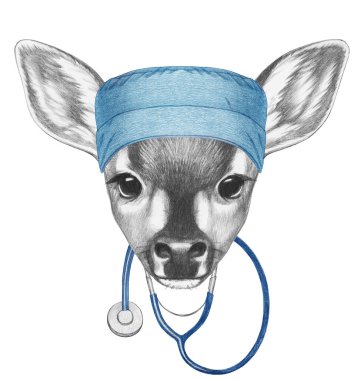 Steteskoplu güzel bir geyik portresi.