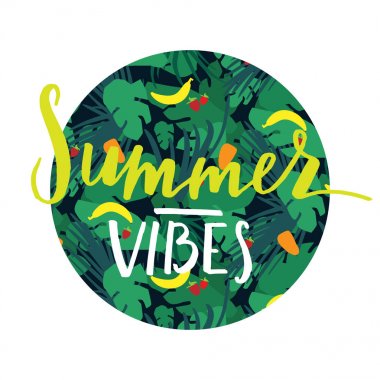 Tropikal yazı yuvarlak rozeti