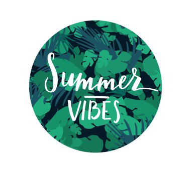 Tropikal yazı yuvarlak rozeti