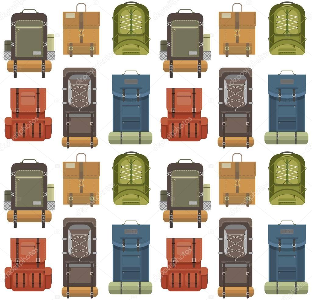 Flat modern backpacks pattern