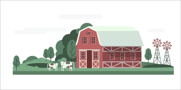 Granja casa paisaje — Vector de stock