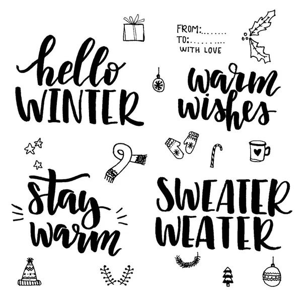 Conjunto de letras de inverno — Vetor de Stock