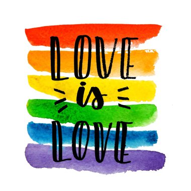 Eşcinsel gurur. Gökkuşağı doku üzerinde metin.