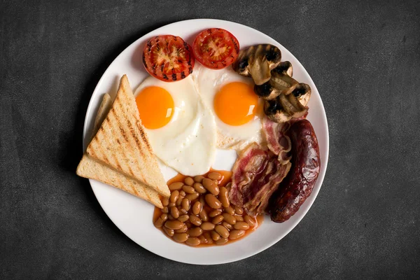 İngiliz kahvaltısı siyah yazı tahtası, kopya alanı üzerinde — Stok fotoğraf