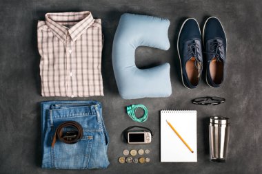 Tatil masa Doğum Bilet Öğeler, üstten görünüm