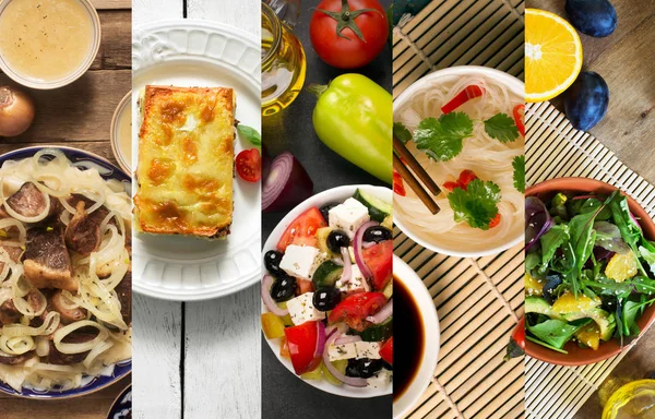Collage från olika bilder av god mat — Stockfoto
