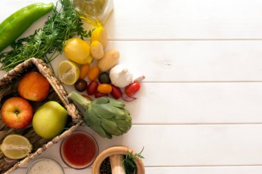 Taze organik gıda sebze. Üstten Görünüm