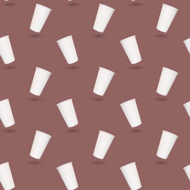 Kahverengi arka planda pürüzsüz kağıt bardak deseni. En az izometrik kahve dokusu