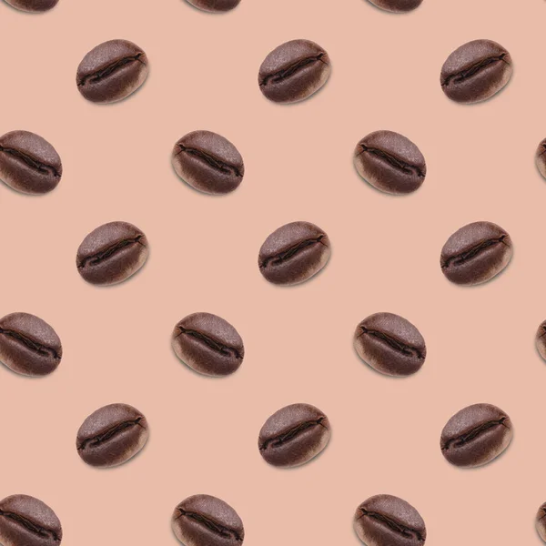 Bezešvé Kávové Zrno Vzor Hnědém Pozadí Minimální Izometrická Textura Stravy — Stock fotografie