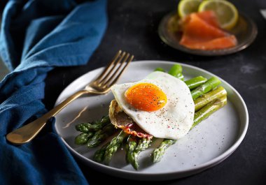 Kuşkonmazlı sahanda yumurta, karamsar.