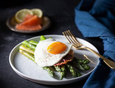 Kuşkonmazlı sahanda yumurta, karamsar.