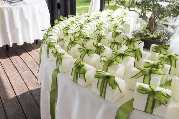 Restaurant with tables set for a wedding reception Royalty Free Stock Images