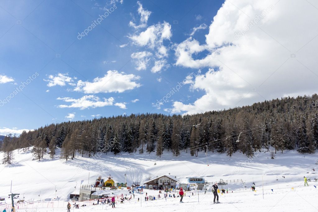 Ski resort with track and ski lift