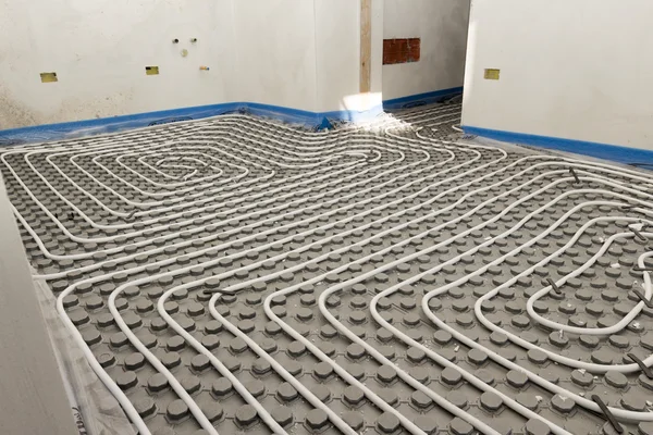 System floor radiant with polyethylene pipes — Stock Photo, Image