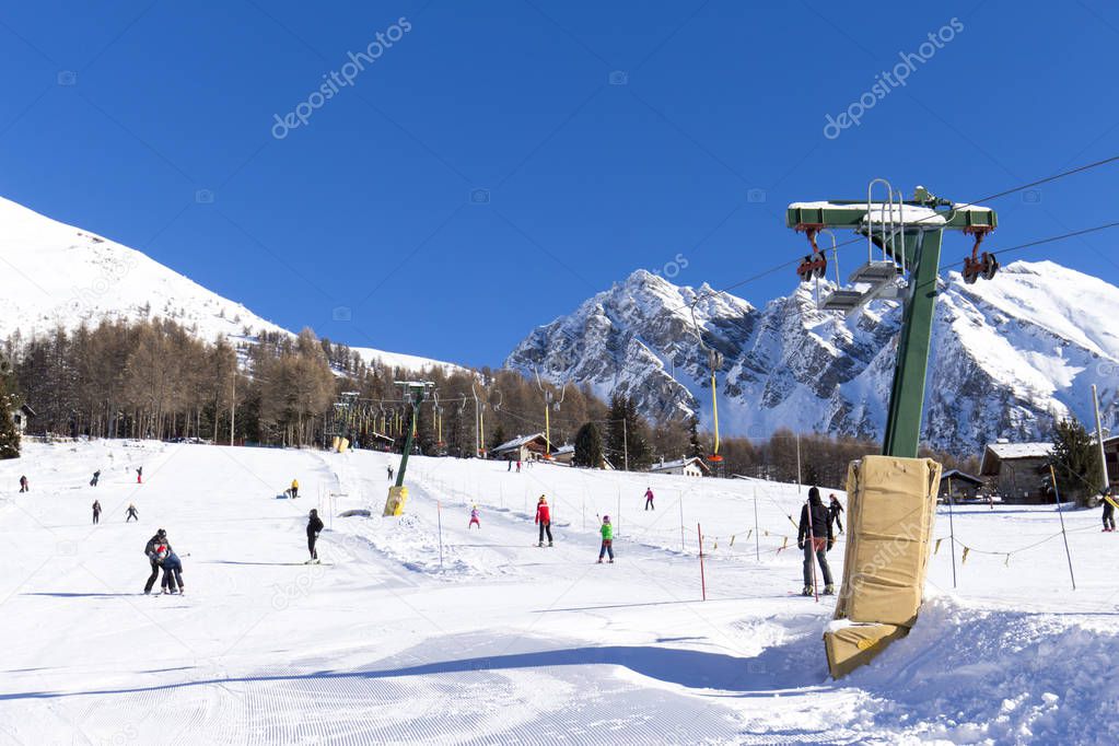 Ski resort with track and ski lift