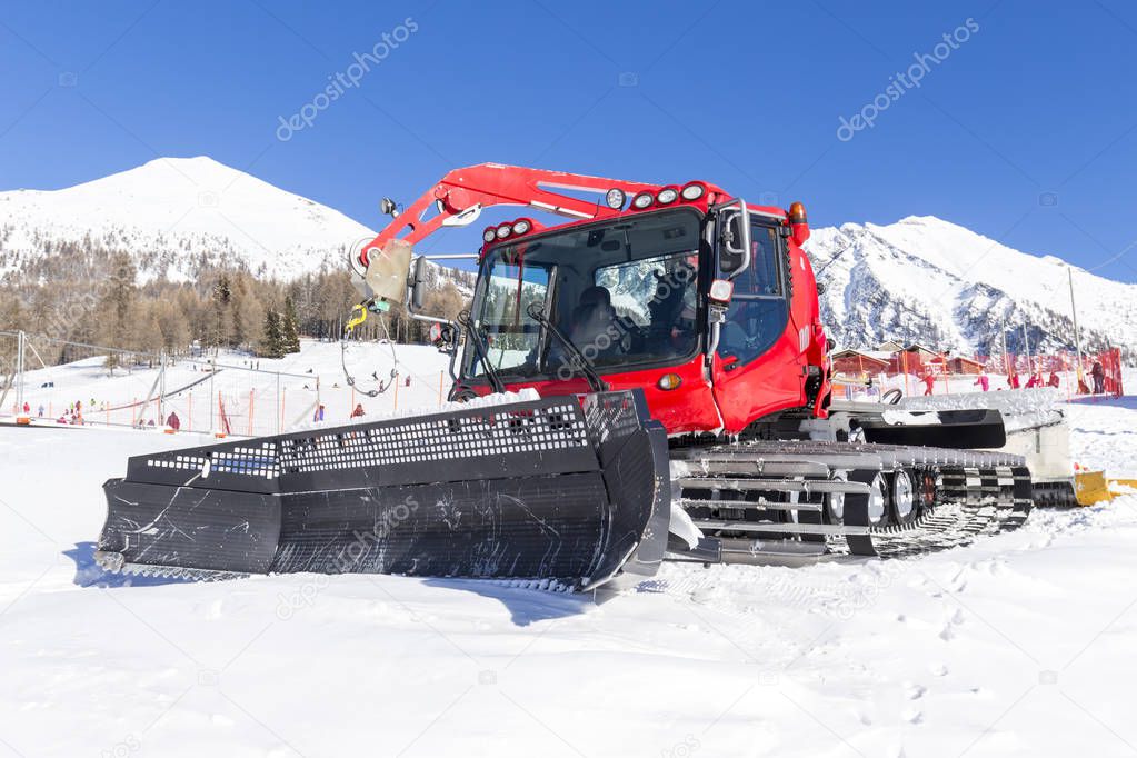 snow groomer at a ski resort