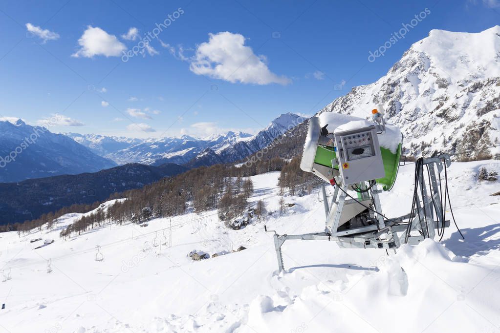 snow gun and ski slope