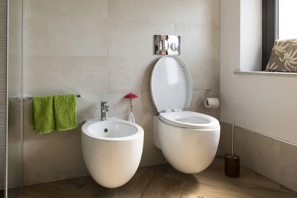 Bidet ve wc banyo yakın çekim